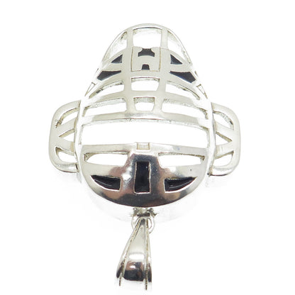 925 Sterling Silver Vintage Baseball Catcher's Mask Pendant