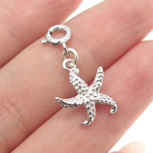 925 Sterling Silver Pave C Z Starfish Charm Pendant