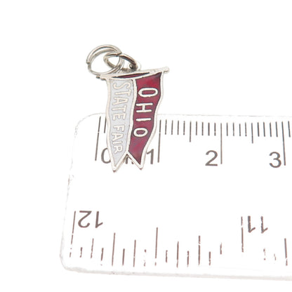 FRENCH & FRANKLIN 925 Sterling Vintage Enamel Ohio State Fair Mini Charm Pendant