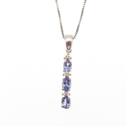 Chuck Clemency 925 Sterling Silver Real Tanzanite Box Chain Necklace 18"
