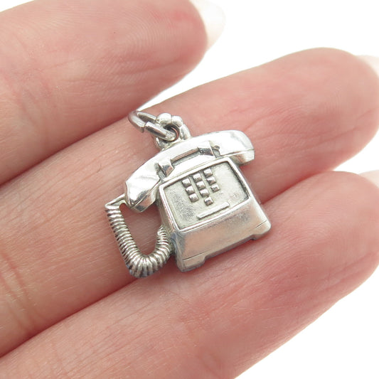 925 Sterling Silver Vintage CTO Retro Phone Minimalist Charm Pendant