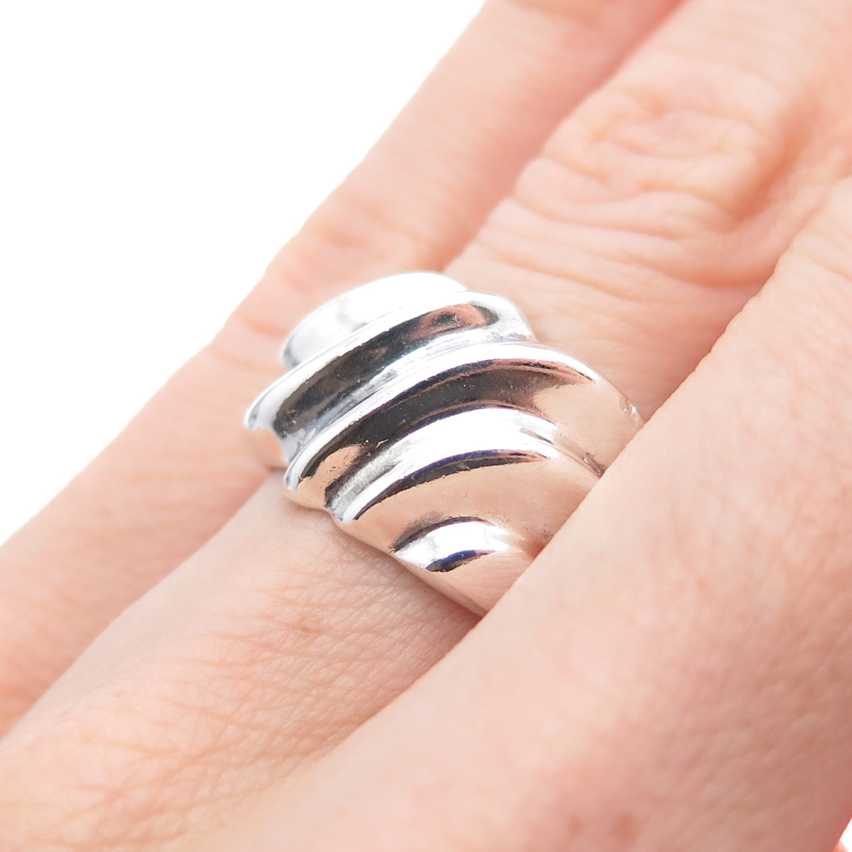 CHAPAL ZENRAY 925 Sterling Silver Vintage Modernist Oxidized Ring Size 6