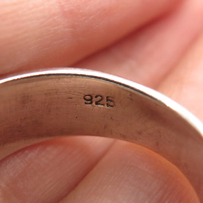 925 Sterling Silver Vintage Carved Abstract Band Ring Size 8.25