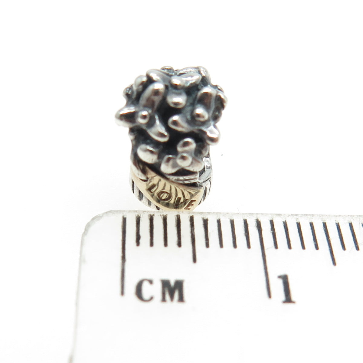 PANDORA 925 Sterling Silver & Gold Love Bouquet Flower Bead Charm