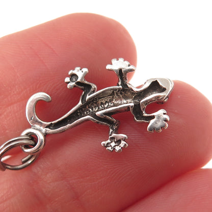 925 Sterling Silver Vintage Lizard Oxidized Charm Pendant