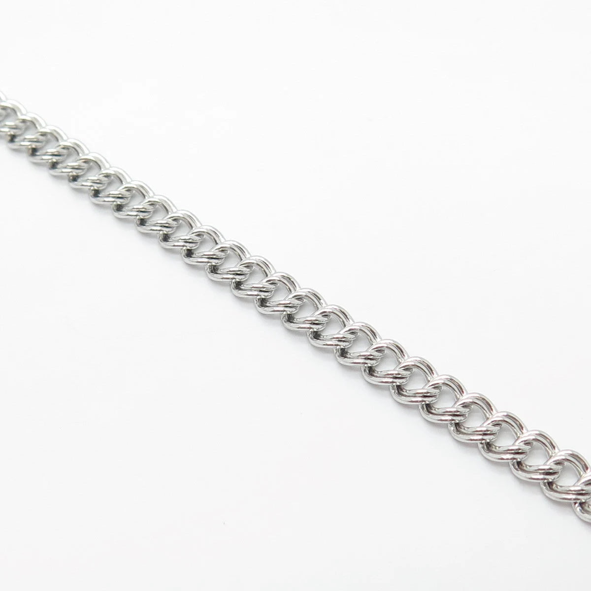 925 Sterling Silver Vintage Double Cable Link Bracelet 7"