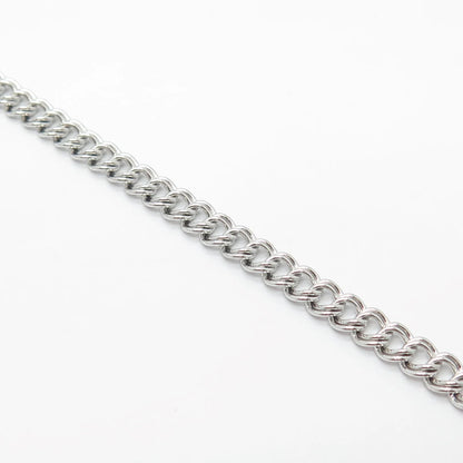 925 Sterling Silver Vintage Double Cable Link Bracelet 7"