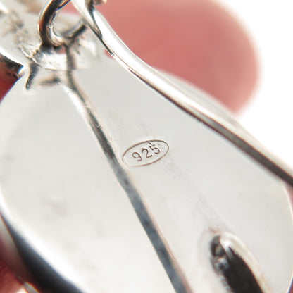 925 Sterling Silver Vintage Real Amethyst Star of David Beaded Oxidized Earrings