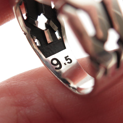 CHIMODA 925 Sterling Silver Real Black Onyx Woven Ring Size 9.75