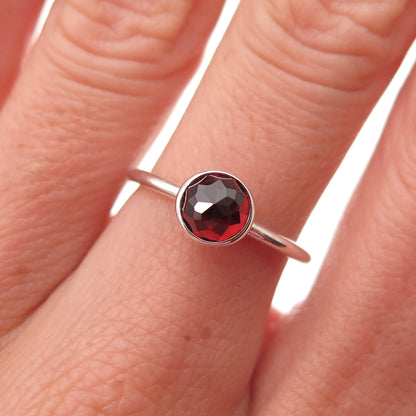 Pandora 925 Sterling Silver Red Crystal January Birthstone Ring Size 6