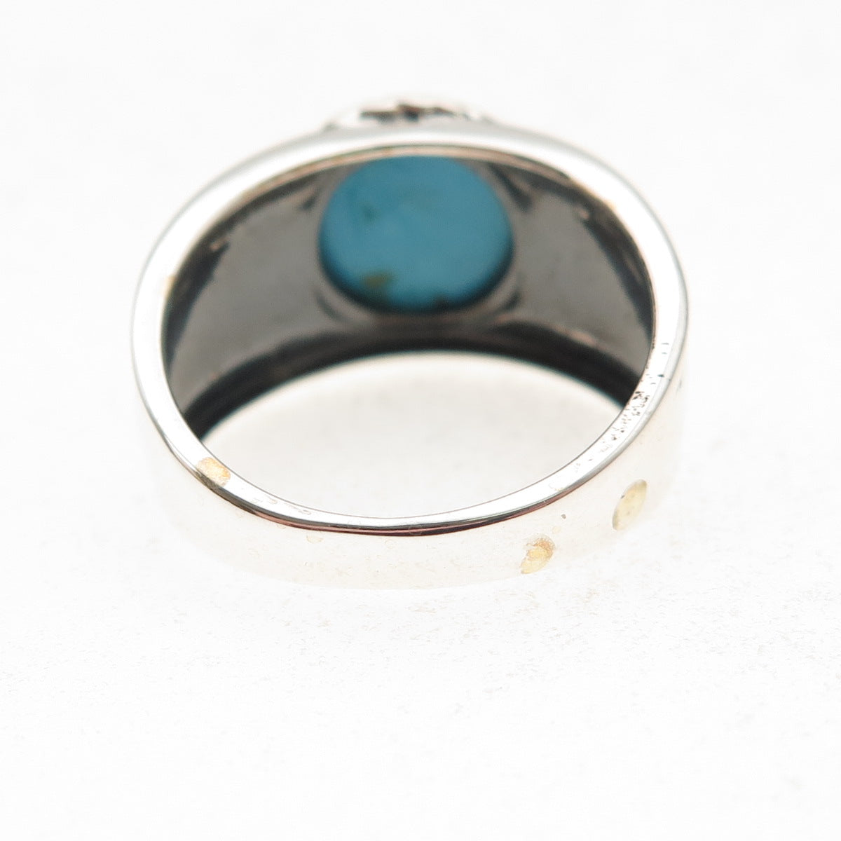 925 Sterling Silver Real Sleeping Beauty Turquoise Floral Ring Size 8.25