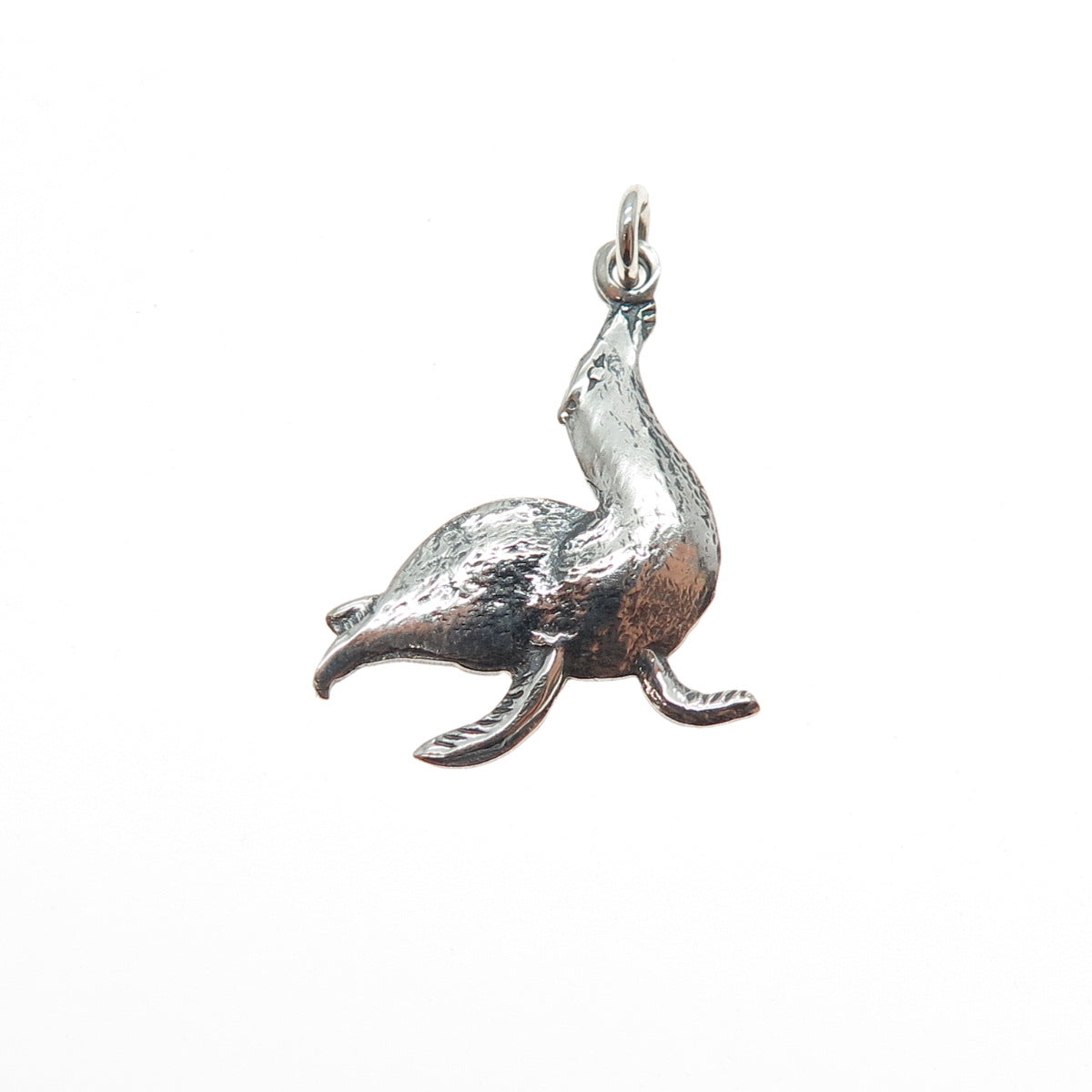 925 Sterling Silver Vintage Seal Oxidized Mini Charm Pendant