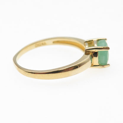 DEE BERKLE 925 Sterling Silver Gold Plated Real Emerald Ring Size 9
