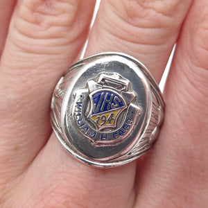 REED & CO. 925 Sterling Vintage 1968 Enamel William H. Carr School Ring Size 10