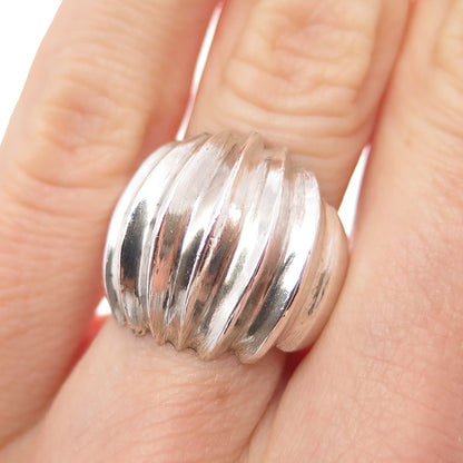 DENE TSOSIE BINI NAVAJO Old Pawn Sterling Silver Vintage Ribbed Ring Size 5.5