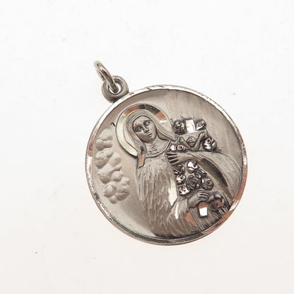 Creed 925 Sterling Silver Vintage St. Teresa of Calcutta Medal Charm Pendant