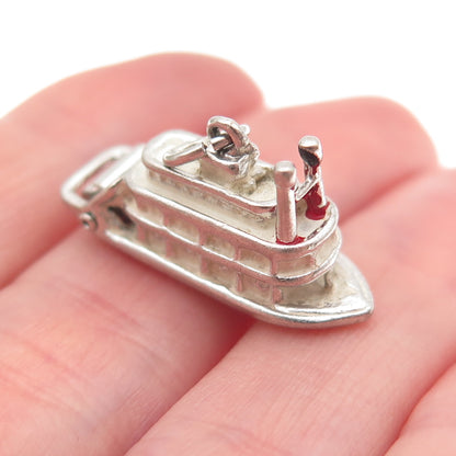 925 Sterling Silver Vintage Riverboat 3D Mini Charm Pendant