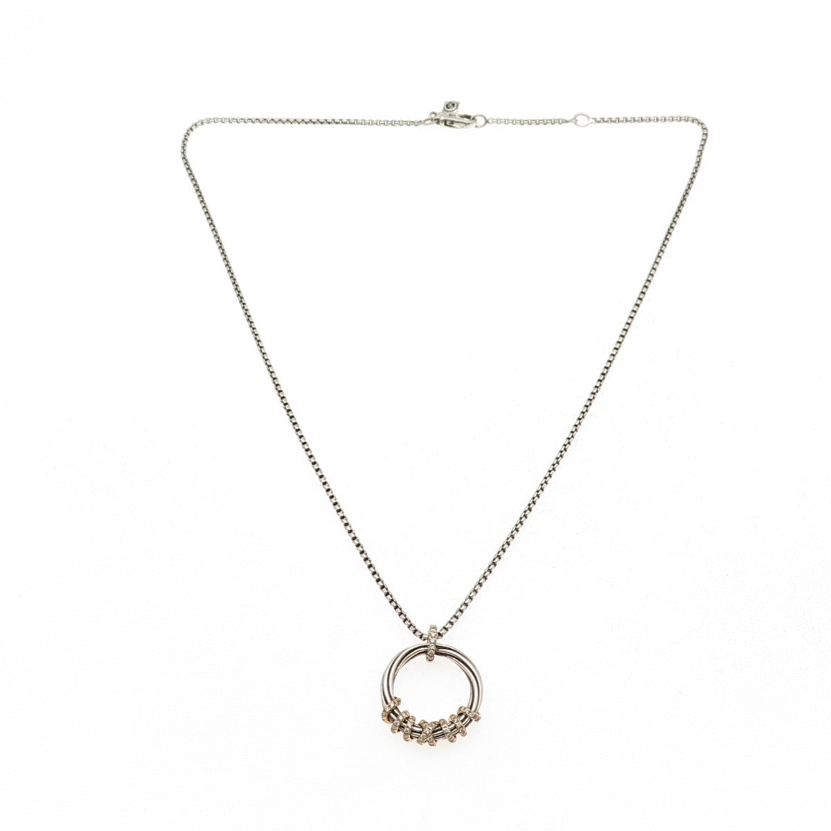 David Yurman 925 Sterling Silver 18K Gold Real Diamond Helena Necklace 16-18"