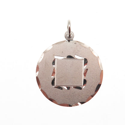 925 Sterling Silver Vintage Round Tag Charm Pendant