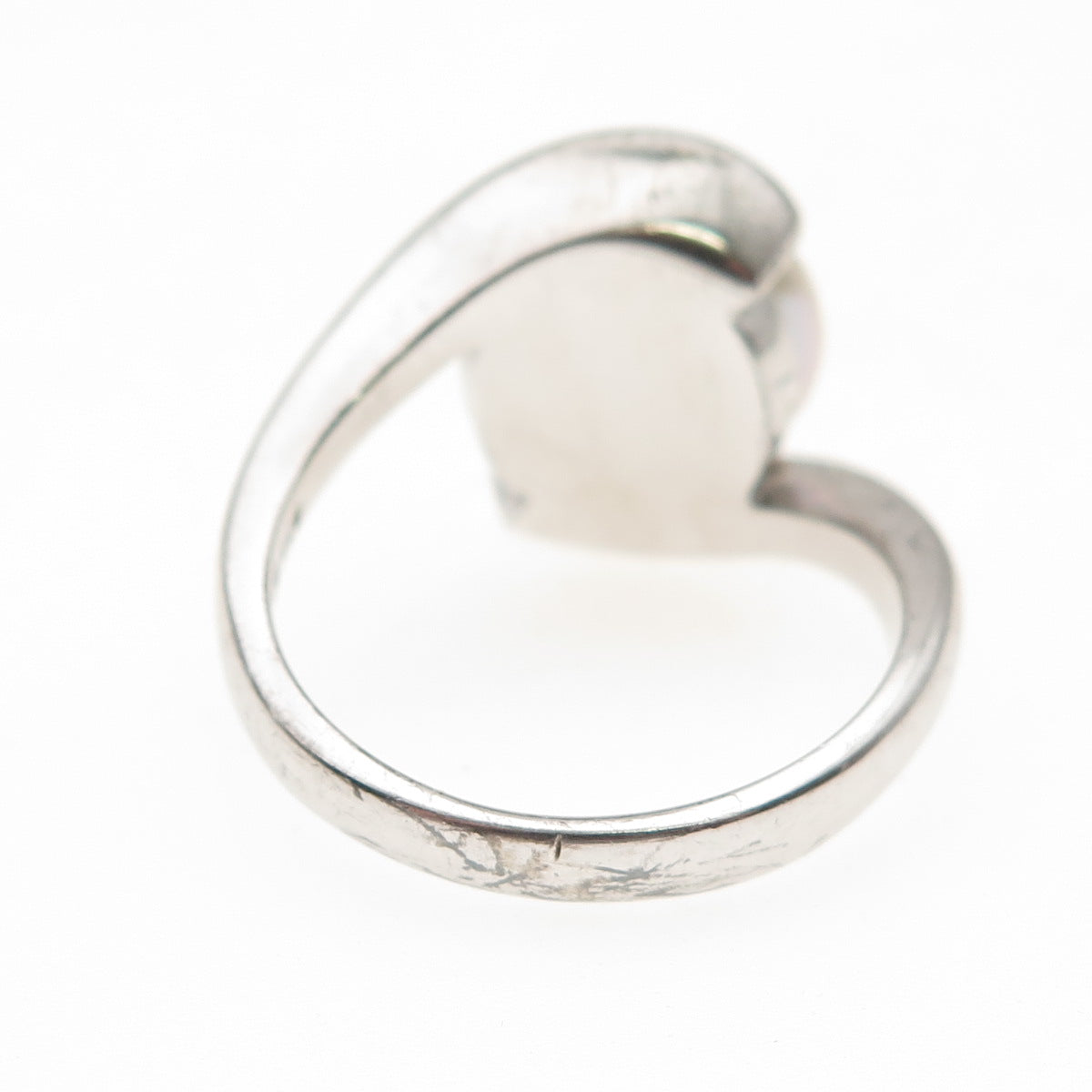 925 Sterling Silver Real Pearl Bypass Ring Size 10.25