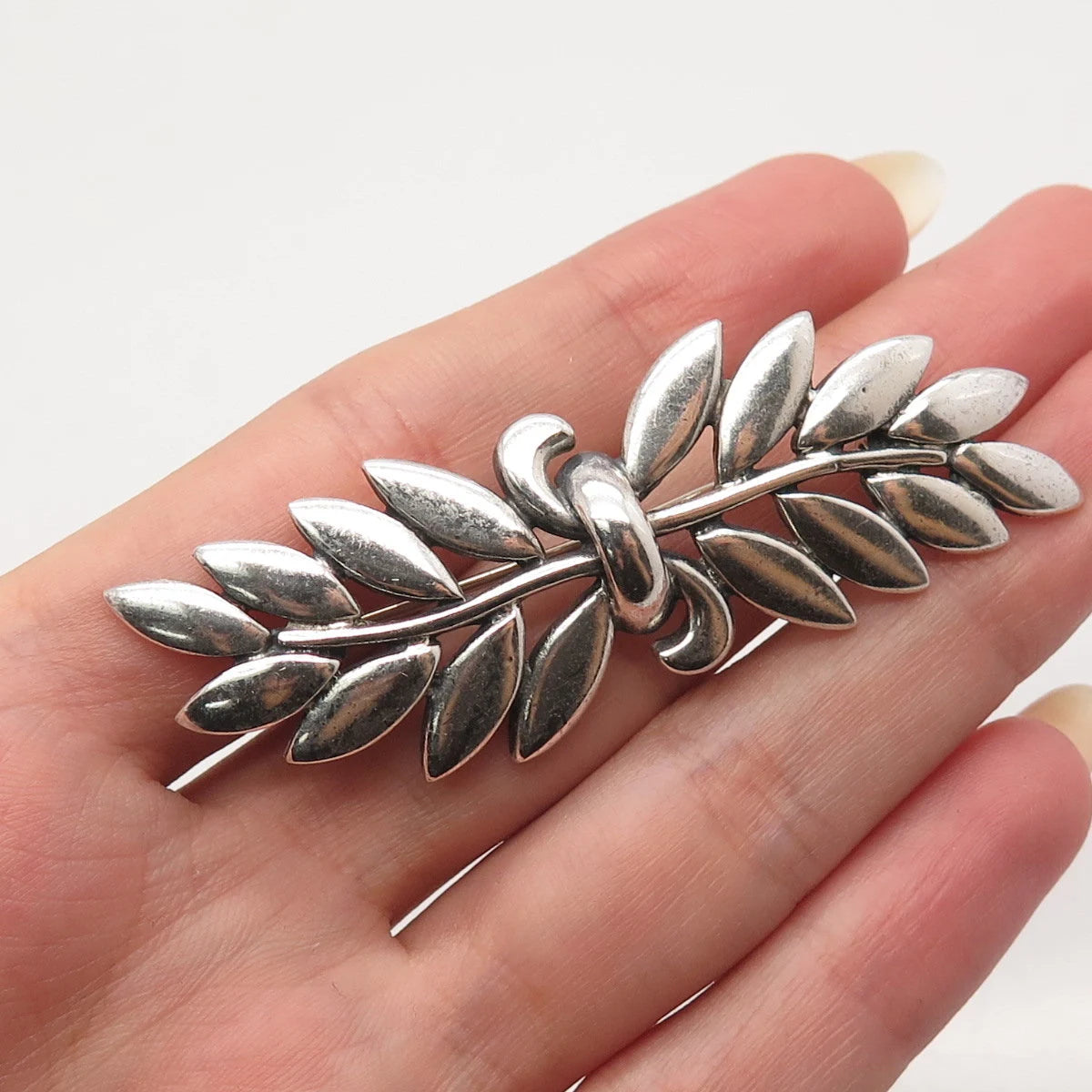 925 Sterling Silver Vintage Danecraft Leaf Branch Pin Brooch