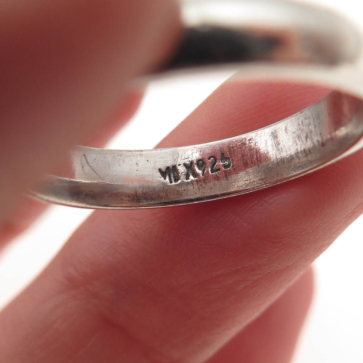 925 Sterling Silver Vintage Mexico Classic Wedding Oxidized Band Ring Size 9