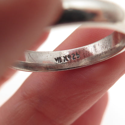 925 Sterling Silver Vintage Mexico Classic Wedding Oxidized Band Ring Size 9