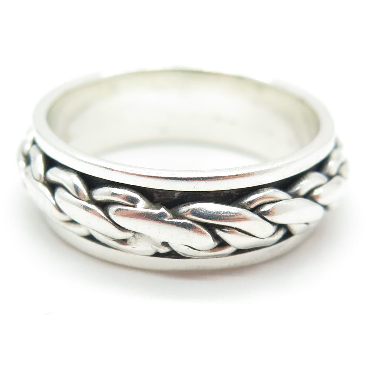 925 Sterling Silver Vintage Braided Oxidized Band Ring Size 13