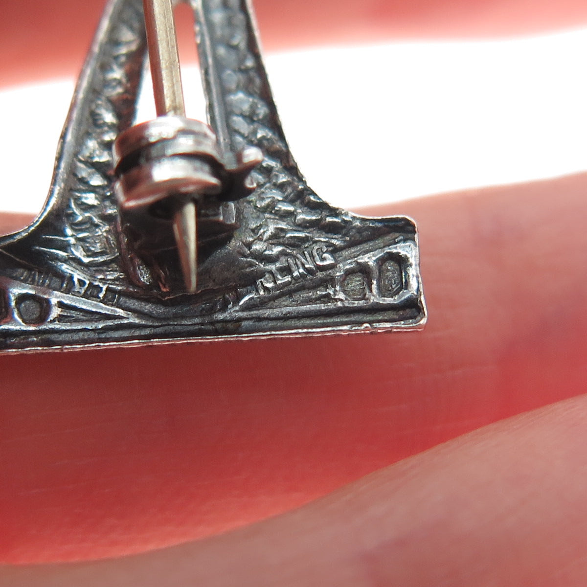 925 Sterling Silver Vintage Palm Tree Oxidized Pin Brooch