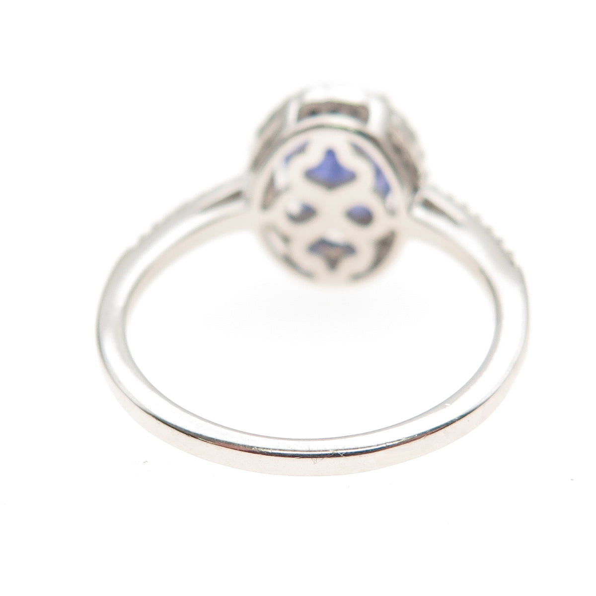 925 Sterling Silver Real Oval-Cut Tanzanite & White Topaz Ring Size 8