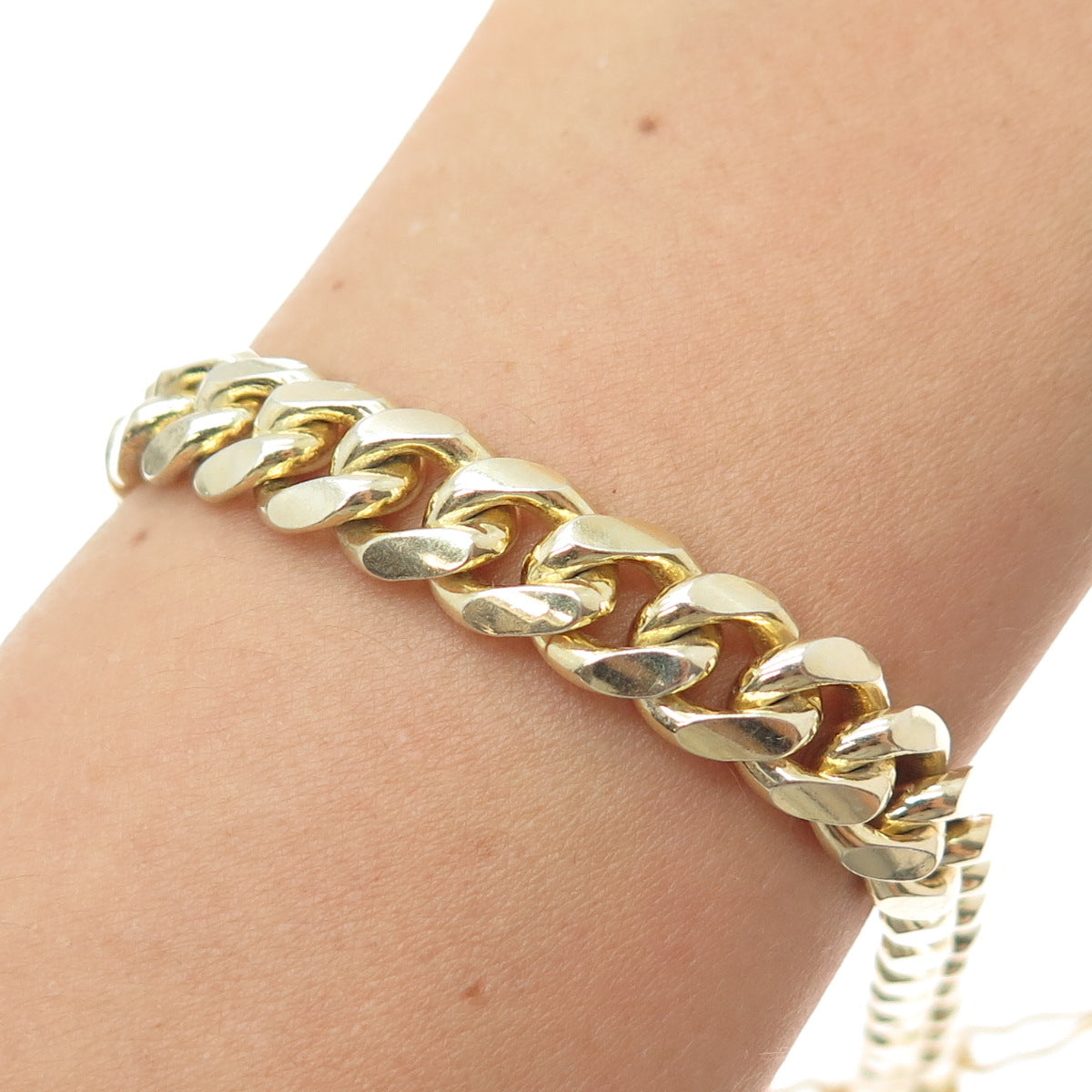 925 Sterling Silver Gold Plated Cuban Link Bracelet 8.75"