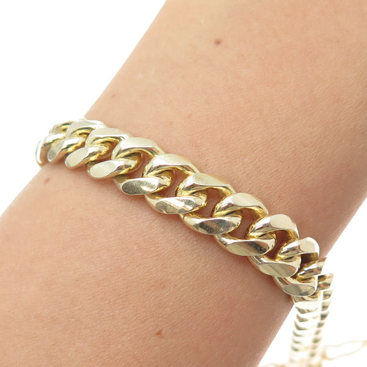 925 Sterling Silver Gold Plated Cuban Link Bracelet 8.75"