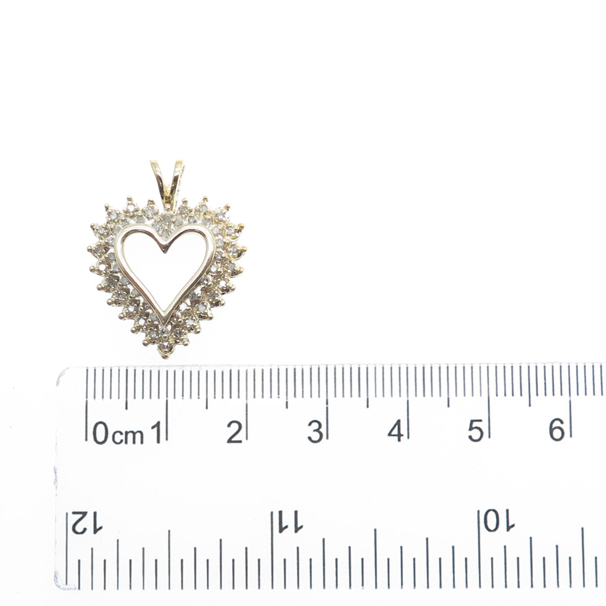 HN HENG NGAI Sterling Silver Gold Plated Real Round-Cut Diamond Heart Pendant