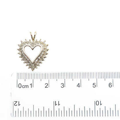 HN HENG NGAI Sterling Silver Gold Plated Real Round-Cut Diamond Heart Pendant
