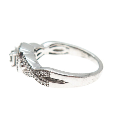 925 Sterling Silver Real Round-Cut Diamond Infinity Promise Ring Size 7