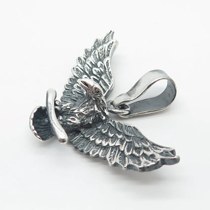 925 Sterling Silver Vintage Hawk Bird Pendant