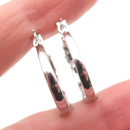 Ross Simons 925 Sterling Silver Real Round-Cut Sapphire Hoop Earrings