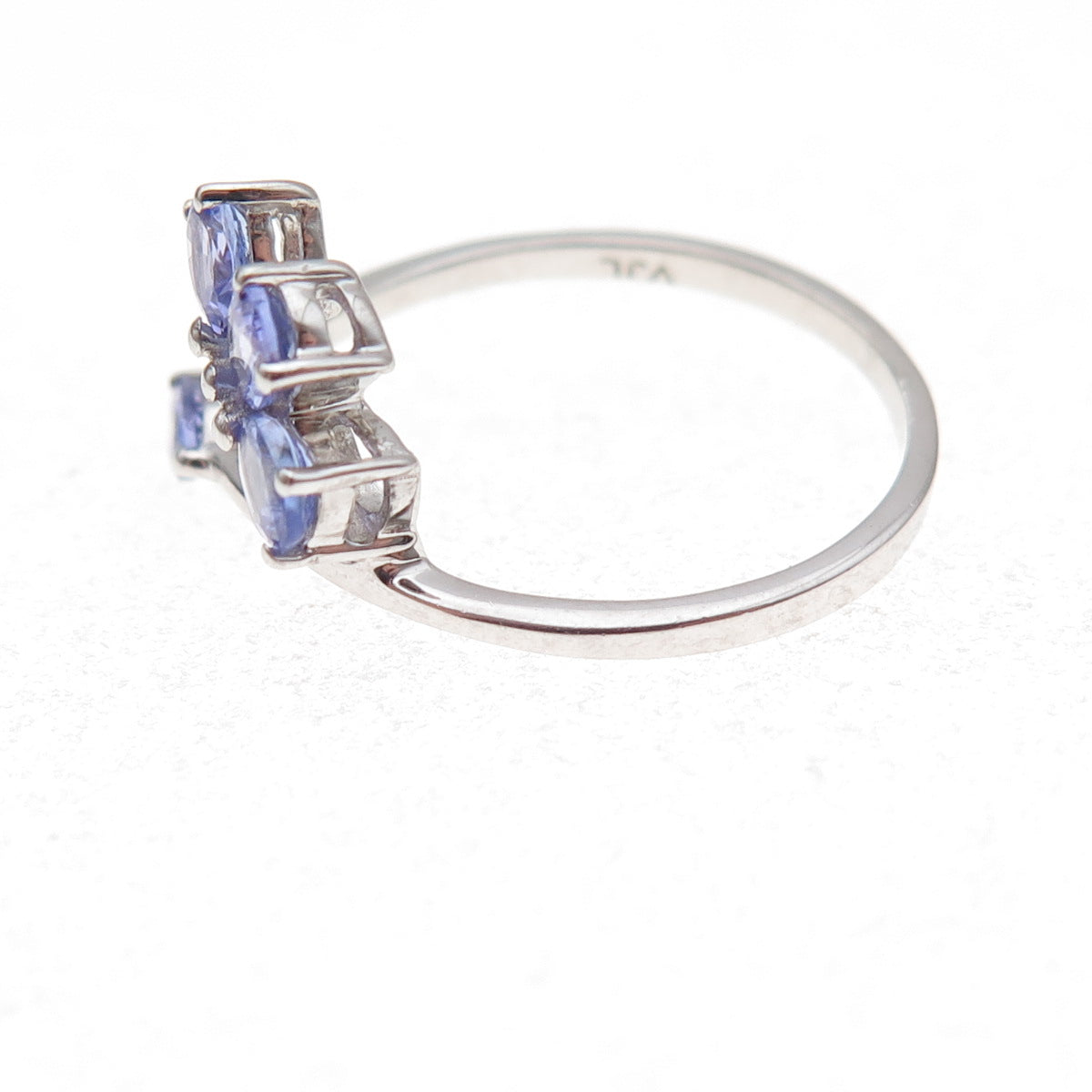 925 Sterling Silver Real Oval-Cut Tanzanite Bypass Ring Size 7.5