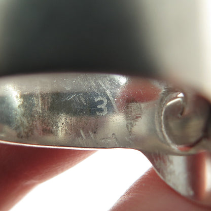 925 Sterling Silver Vintage Modernist Rose Flower Spiral Ring Size 7