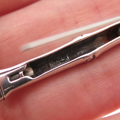 John Hardy 925 Sterling Silver Vintage Bamboo Bar Oxidized Pin Brooch