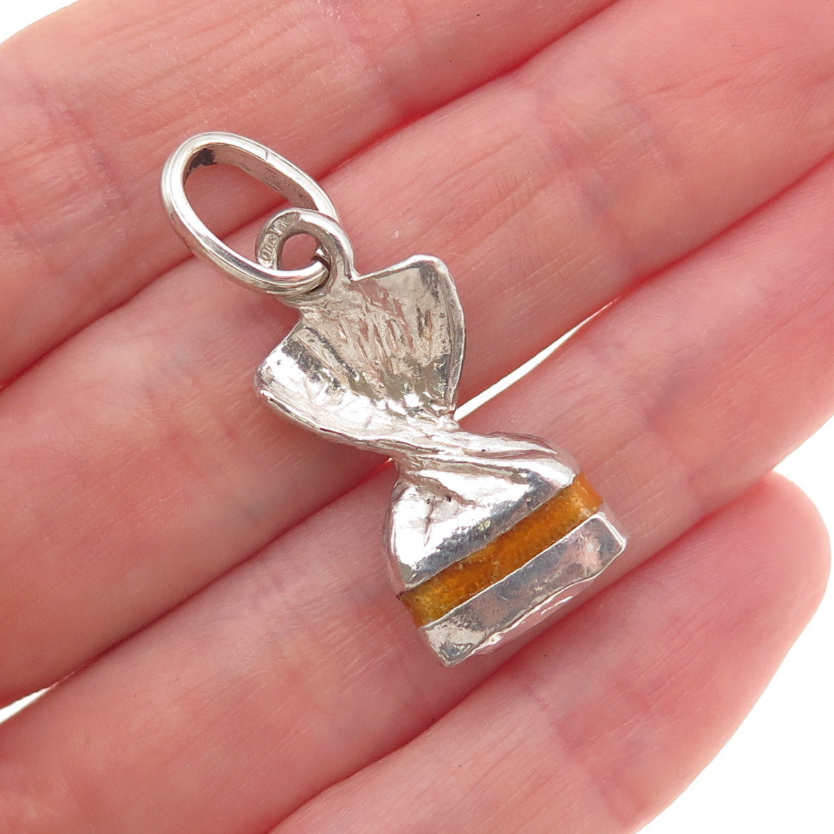 800 Silver Vintage Italy Enamel Candy Charm Pendant
