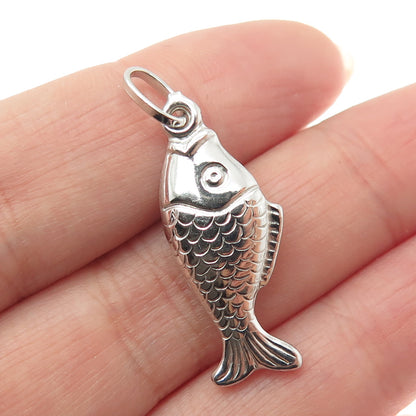 14K White Gold Italy Fish Minimalist Charm Pendant