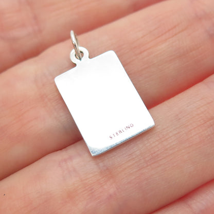 925 Sterling Silver Red Enamel One & Only Love - Me Minimalist Charm Pendant