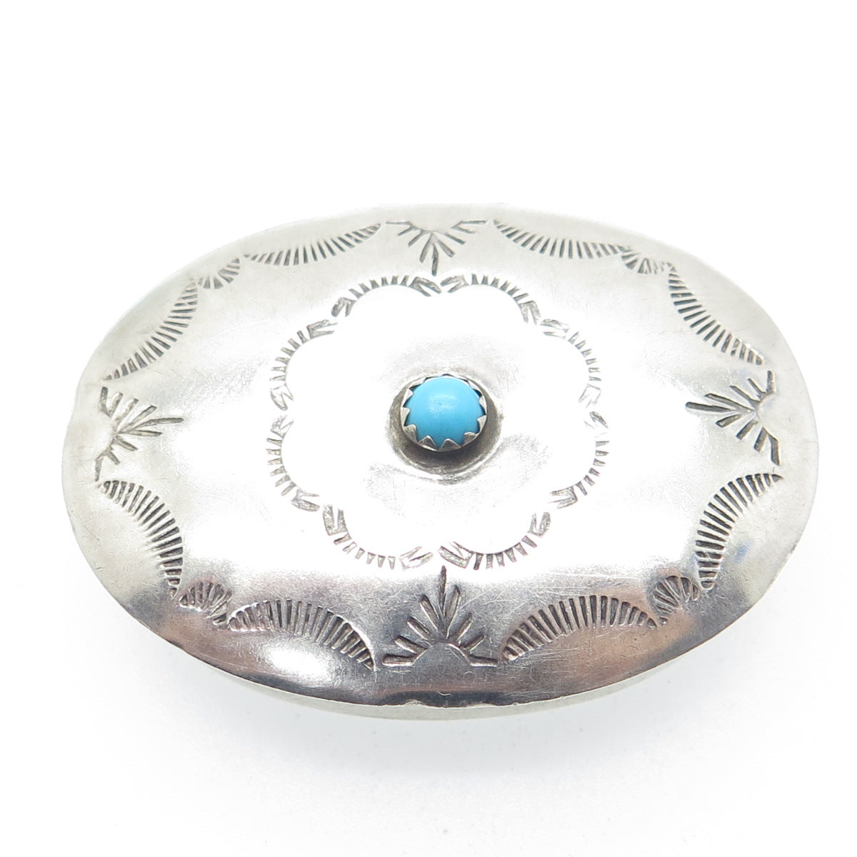 JEFFREY CASTILLO Old Pawn 925 Sterling Silver Vintage Turquoise Pill / Snuff Box