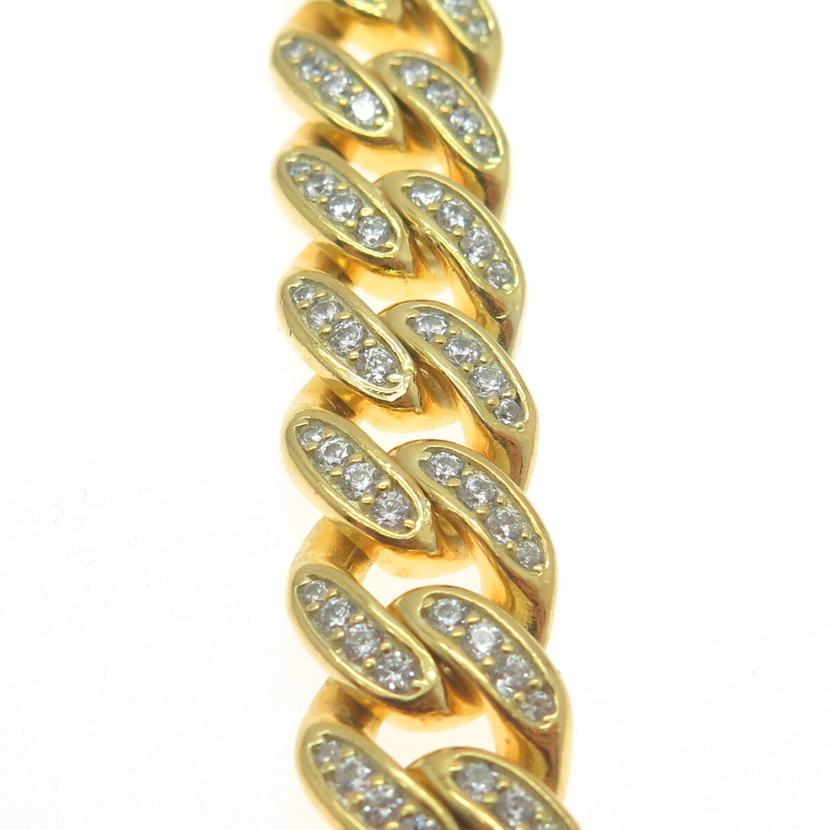 REL 925 Sterling Silver Gold Plated Round-Cut C Z Cuban Link Bracelet 8.25"