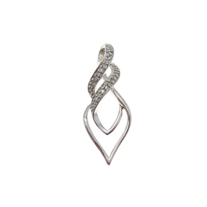 SUN 925 Sterling Silver Real Round-Cut Diamond Twisted Charm Pendant