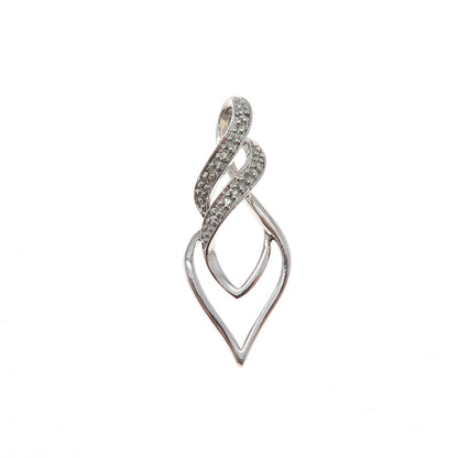 SUN 925 Sterling Silver Real Round-Cut Diamond Twisted Charm Pendant