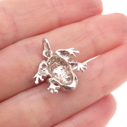 925 Sterling Silver Vintage Frog Good Luck 3D Charm Pendant