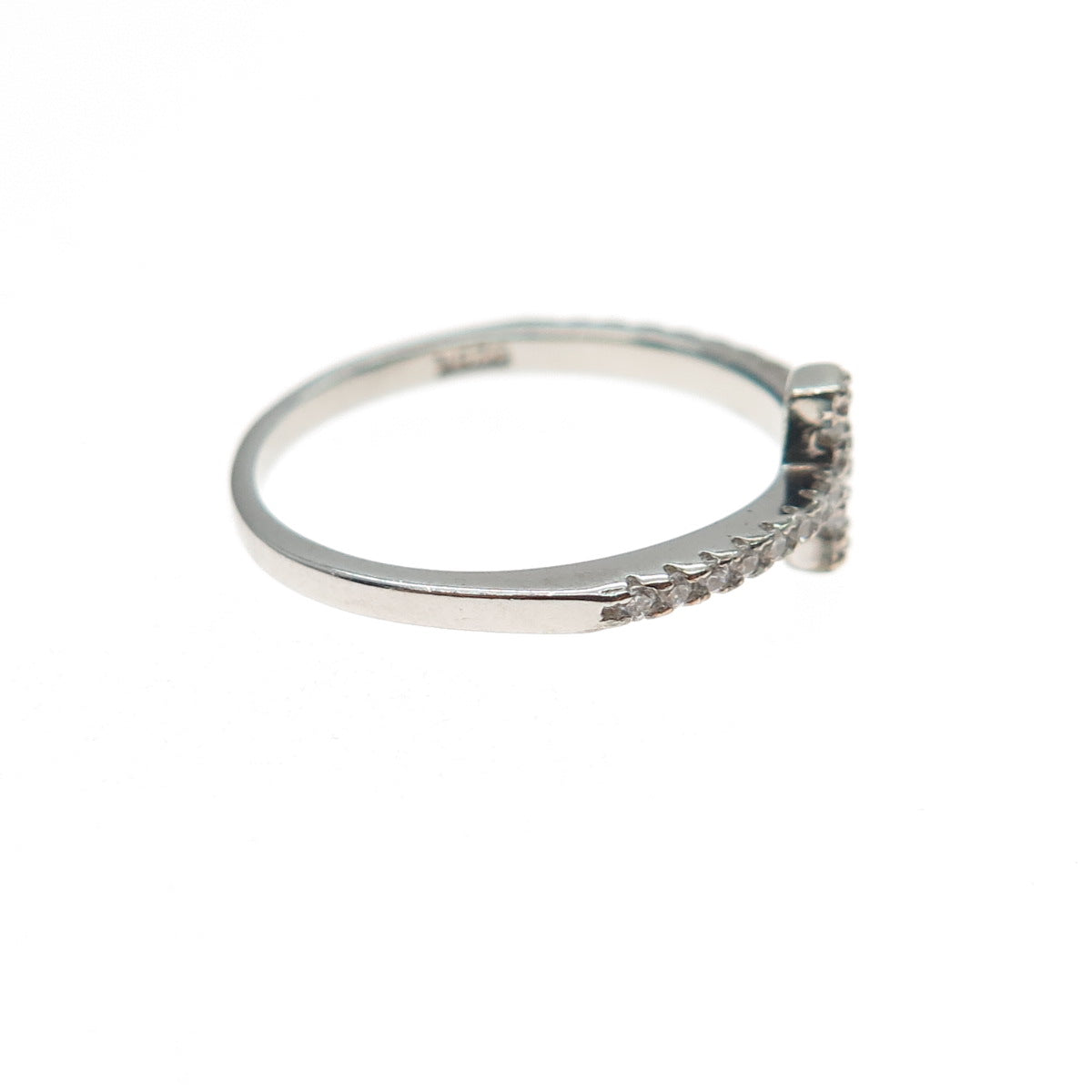 925 Sterling Silver Round-Cut C Z Cross Ring Size 6