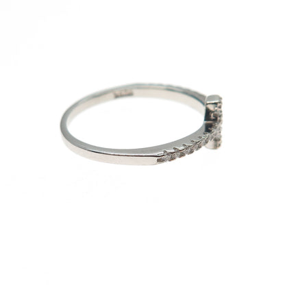 925 Sterling Silver Round-Cut C Z Cross Ring Size 6